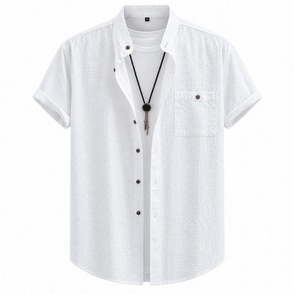 Short sleeve button up shirts for men with chest pocket
