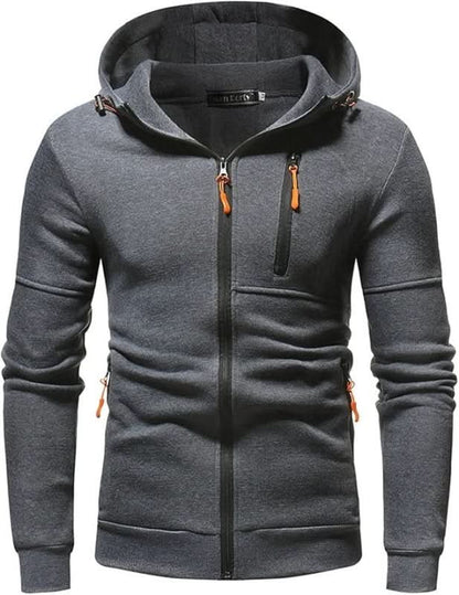 Mens hoodies with full zip and hood, zip up hoodie with pockets