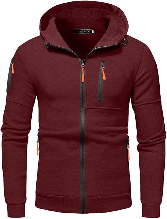Mens hoodies with full zip and hood, zip up hoodie with pockets