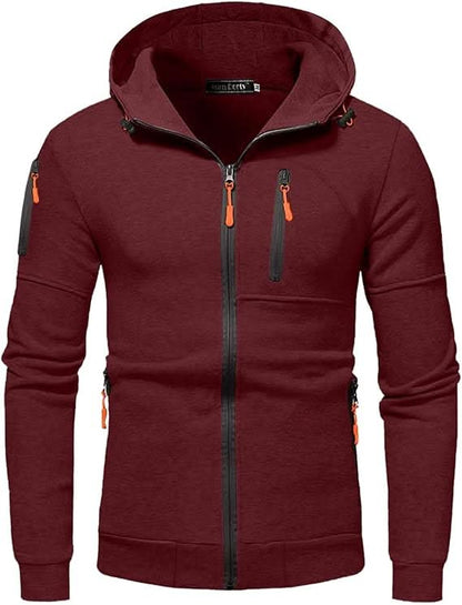 Mens hoodies with full zip and hood, zip up hoodie with pockets