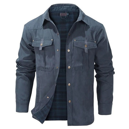 Button up shirts for men with chest pockets and plaid lining