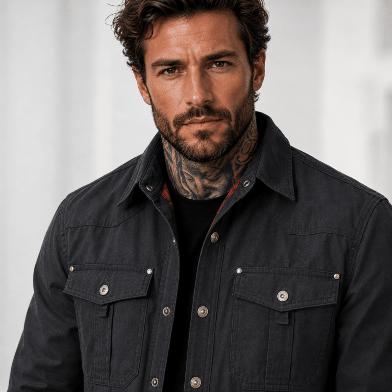 Button up shirts for men with chest pockets and plaid lining
