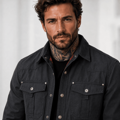 Button up shirts for men with chest pockets and plaid lining
