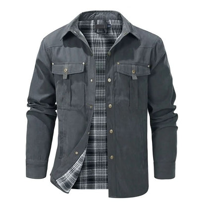 Button up shirts for men with chest pockets and plaid lining