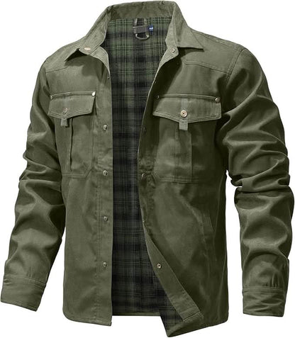 Button up shirts for men with chest pockets and plaid lining