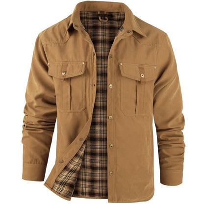 Button up shirts for men with chest pockets and plaid lining