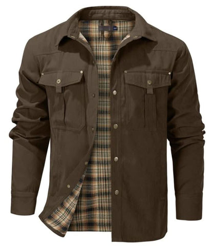 Button up shirts for men with chest pockets and plaid lining