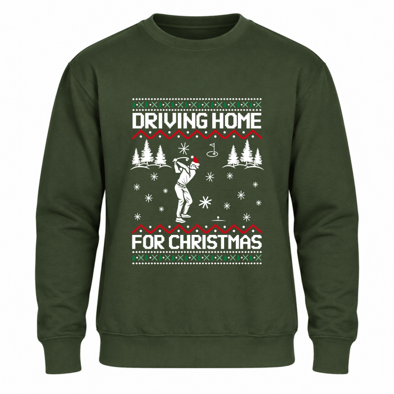 Womens christmas sweater with golf graphic and crew neck