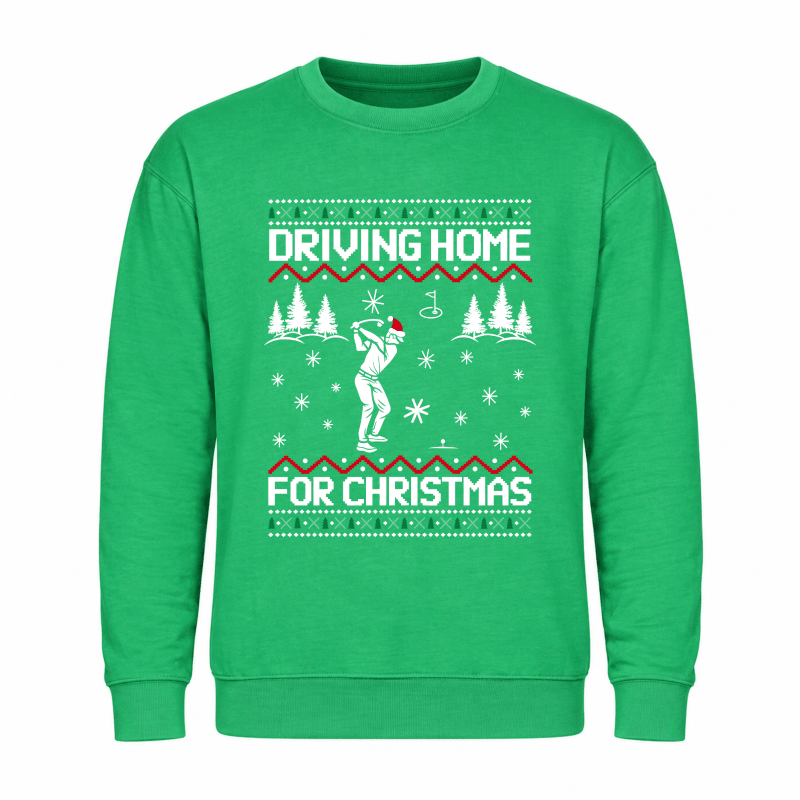 Womens christmas sweater with golf graphic and crew neck
