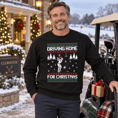 Womens christmas sweater with golf graphic and crew neck