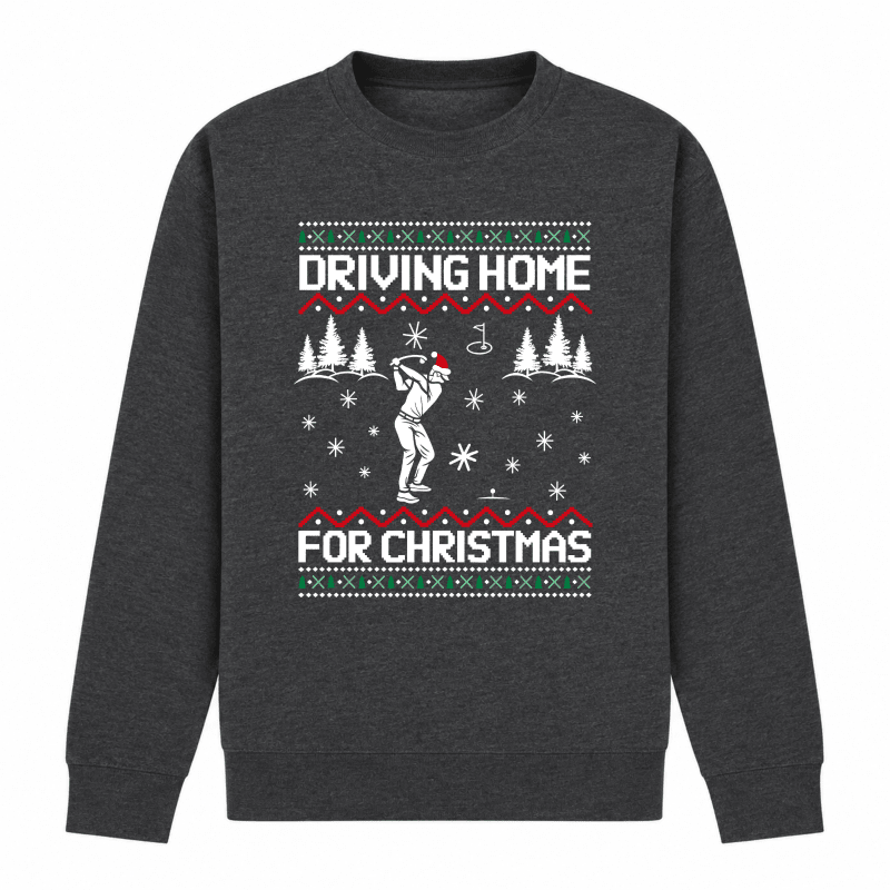 Womens christmas sweater with golf graphic and crew neck