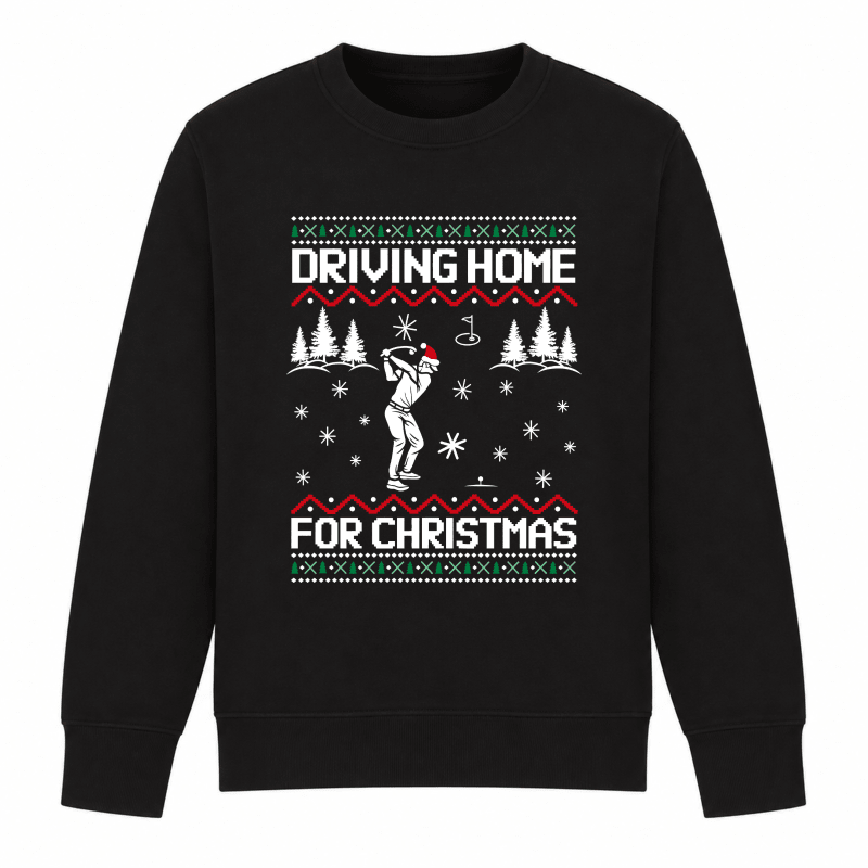 Womens christmas sweater with golf graphic and crew neck
