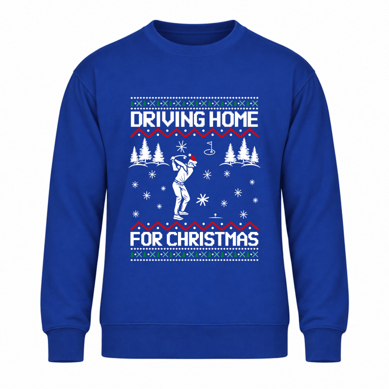 Womens christmas sweater with golf graphic and crew neck