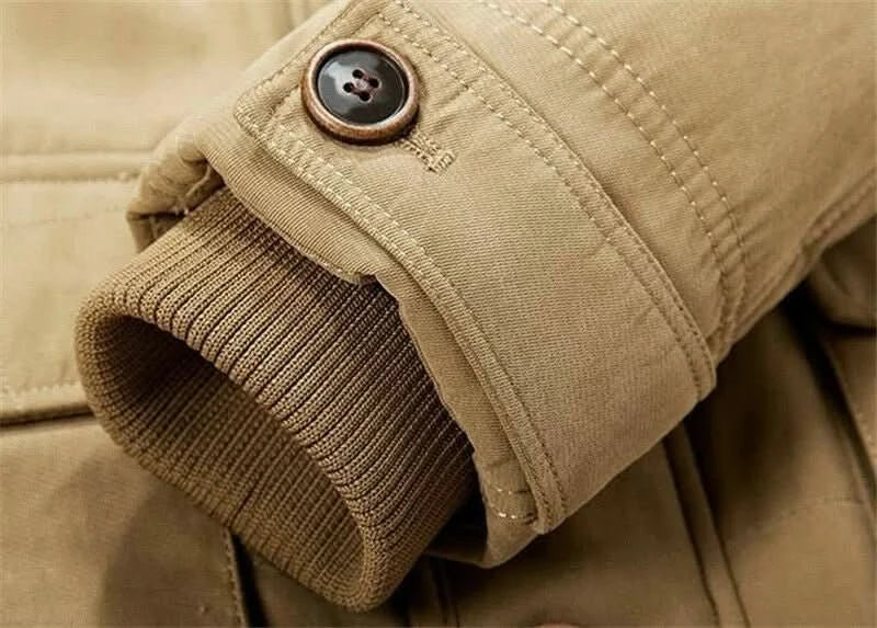 Winter jacket for men with detachable hood and multiple pockets