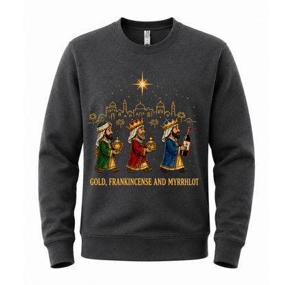 Ugly Christmas sweater crew neck with three wise men graphic