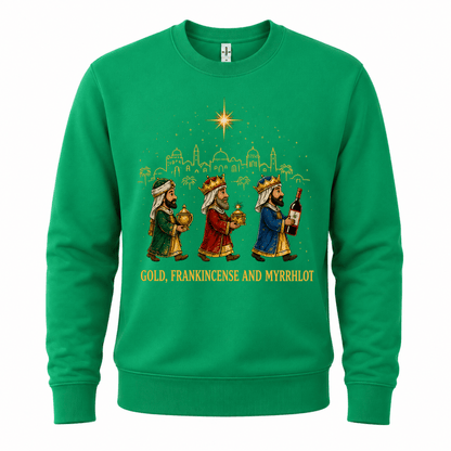 Ugly Christmas sweater crew neck with three wise men graphic