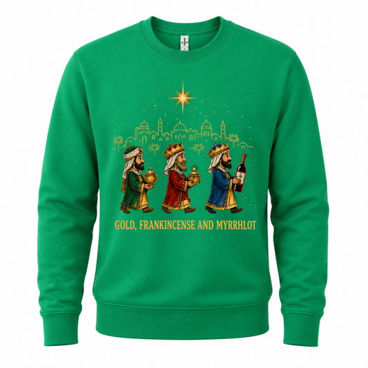 Ugly Christmas sweater crew neck with three wise men graphic
