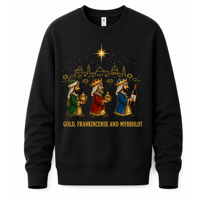 Ugly Christmas sweater crew neck with three wise men graphic