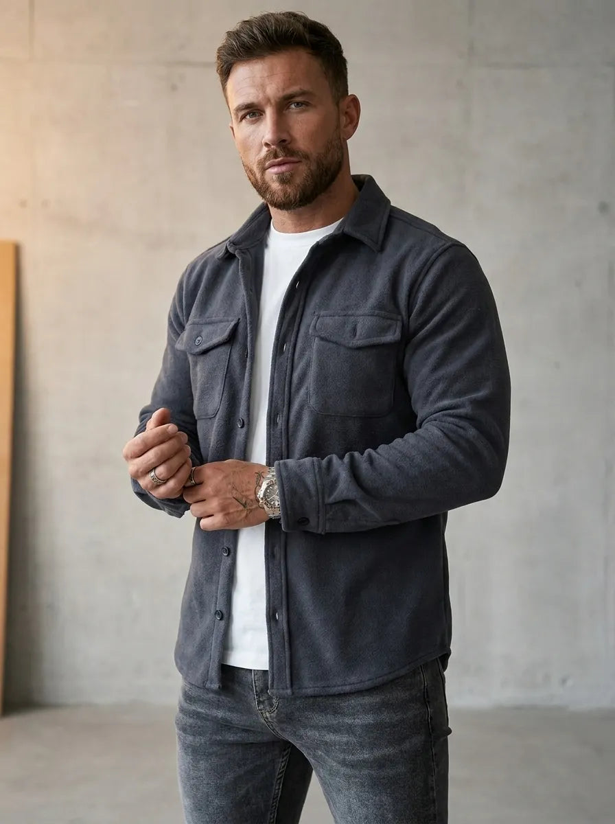 Long sleeve button up shirts for men with chest flap pockets