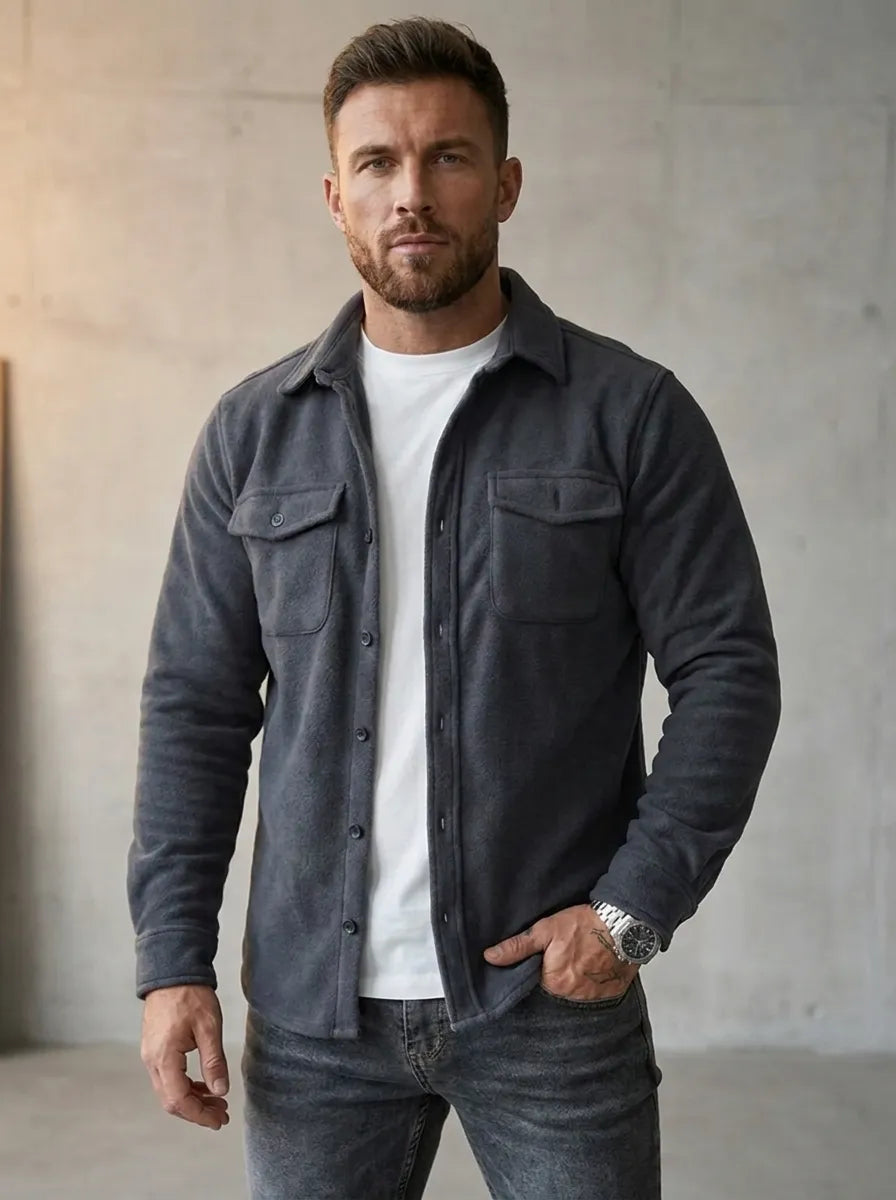 Long sleeve button up shirts for men with chest flap pockets