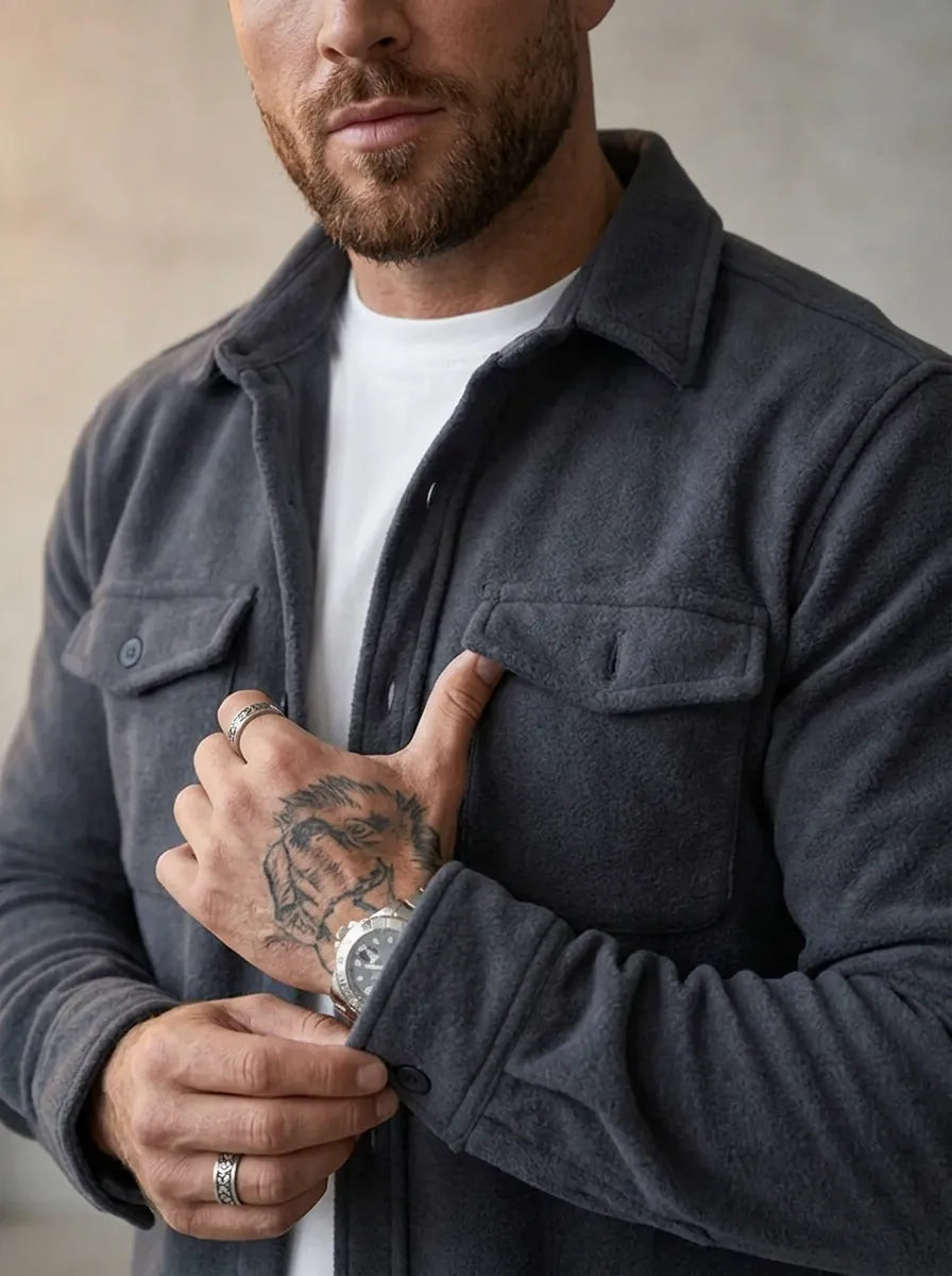 Long sleeve button up shirts for men with chest flap pockets