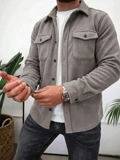 Long sleeve button up shirts for men with chest flap pockets