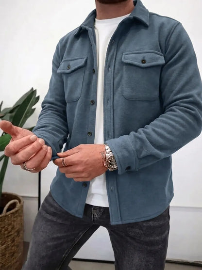 Long sleeve button up shirts for men with chest flap pockets