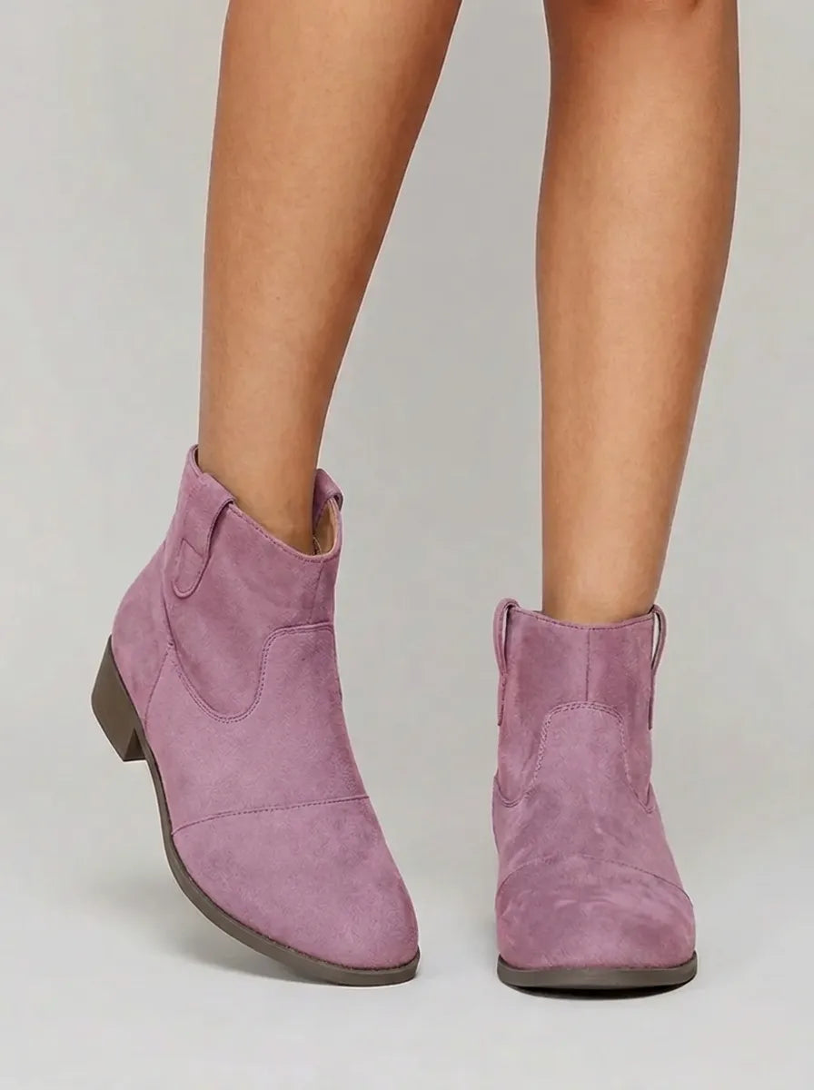 Chelsea boots for women with block heel and western stitching