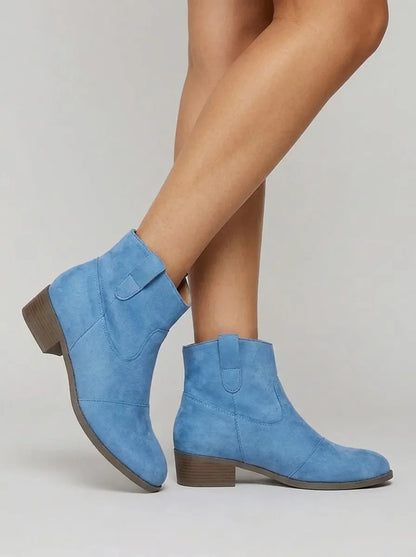 Chelsea boots for women with block heel and western stitching