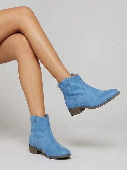 Chelsea boots for women with block heel and western stitching