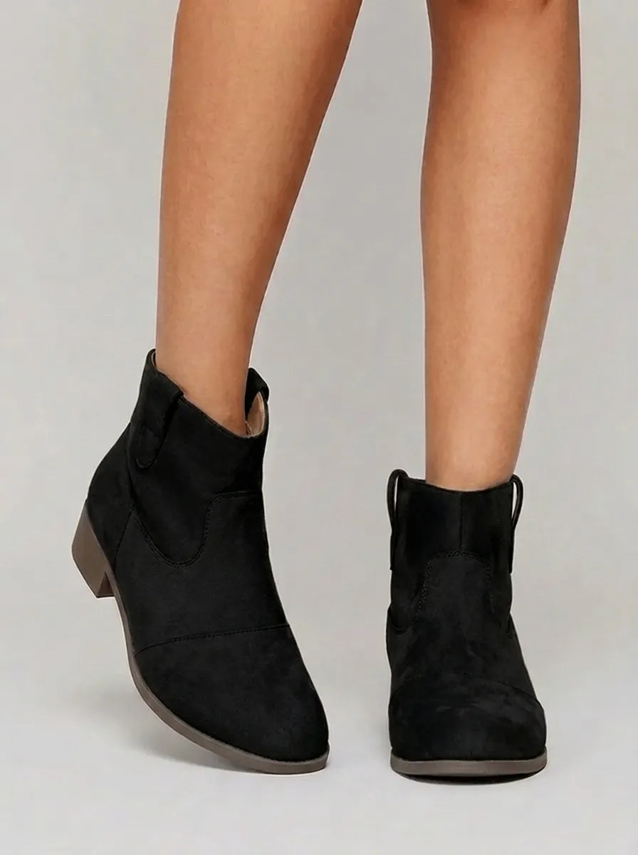 Chelsea boots for women with block heel and western stitching