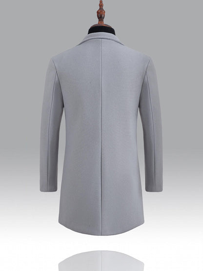 Single breasted coat for men with lapel collar and mid length fit