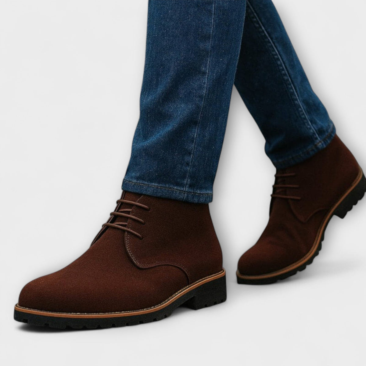 Men's boots chukka lace up ankle boots with chunky tread sole