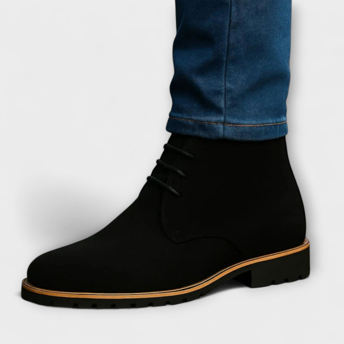 Men's boots chukka lace up ankle boots with chunky tread sole