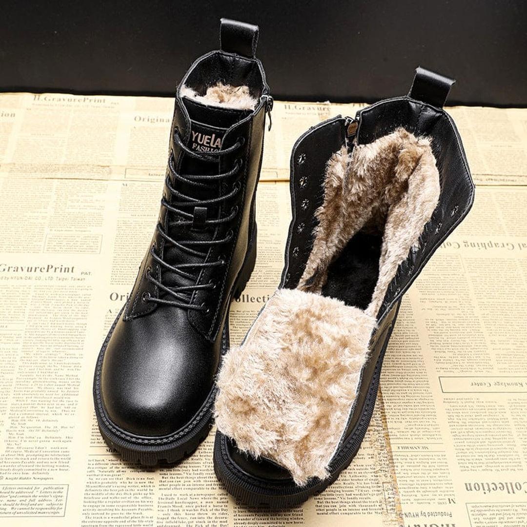 Women's winter boots with lace up front and side zip
