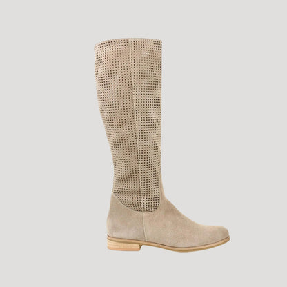 Knee high boots for women with side zip and low heel