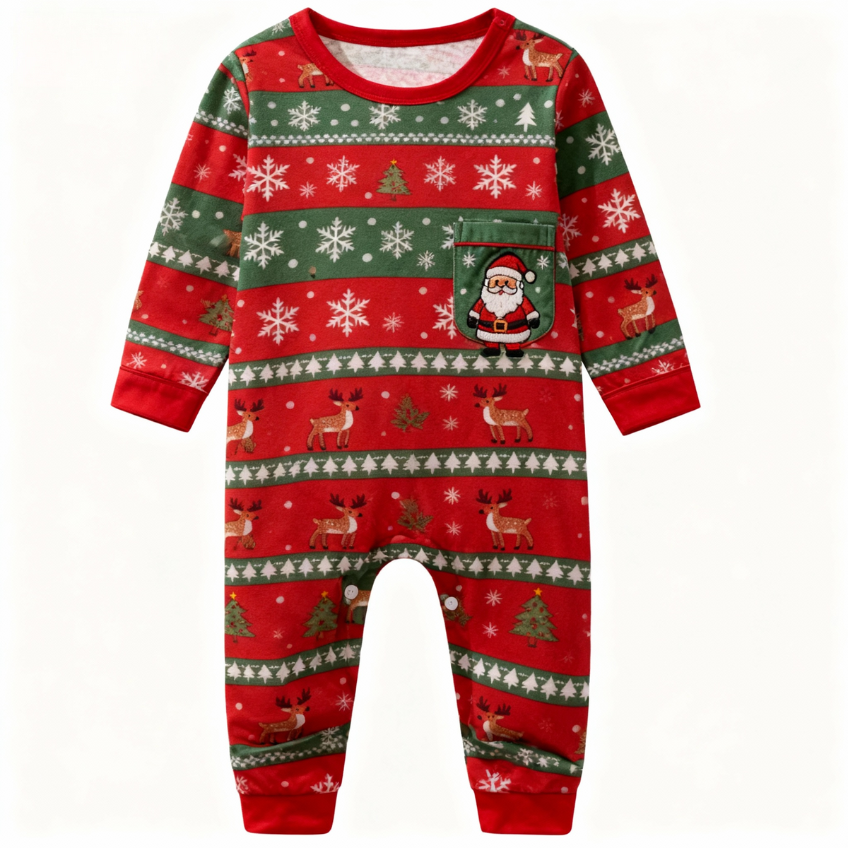 Christmas pajamas button down set with long sleeve top and pants