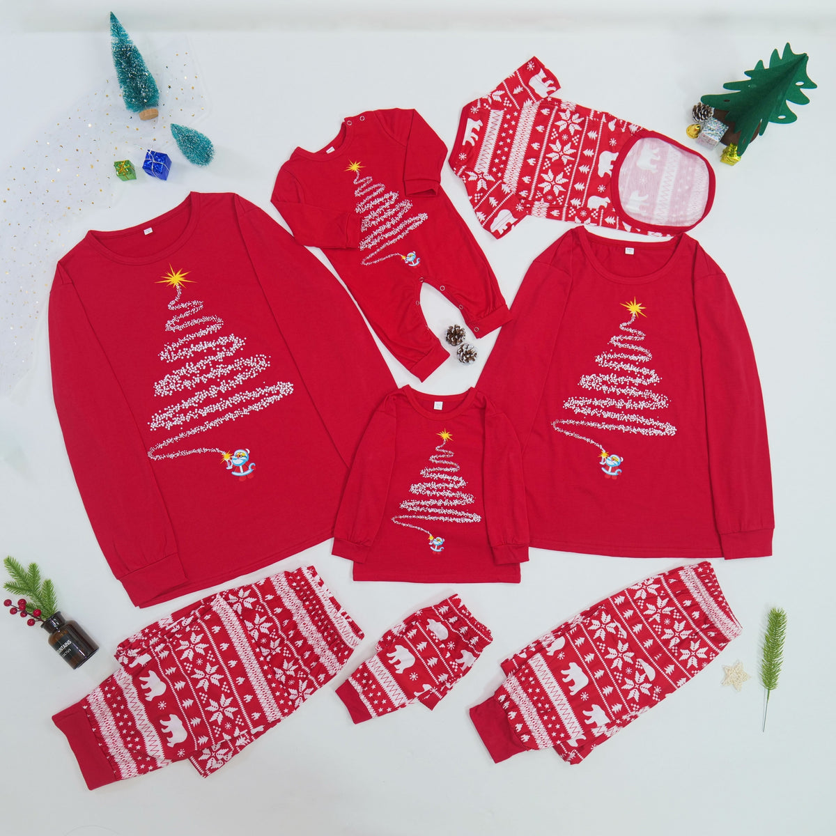 Christmas pajamas matching family set with long sleeve top and pants