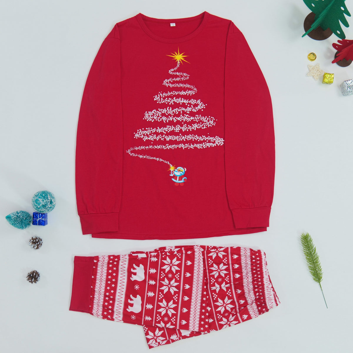 Christmas pajamas matching family set with long sleeve top and pants
