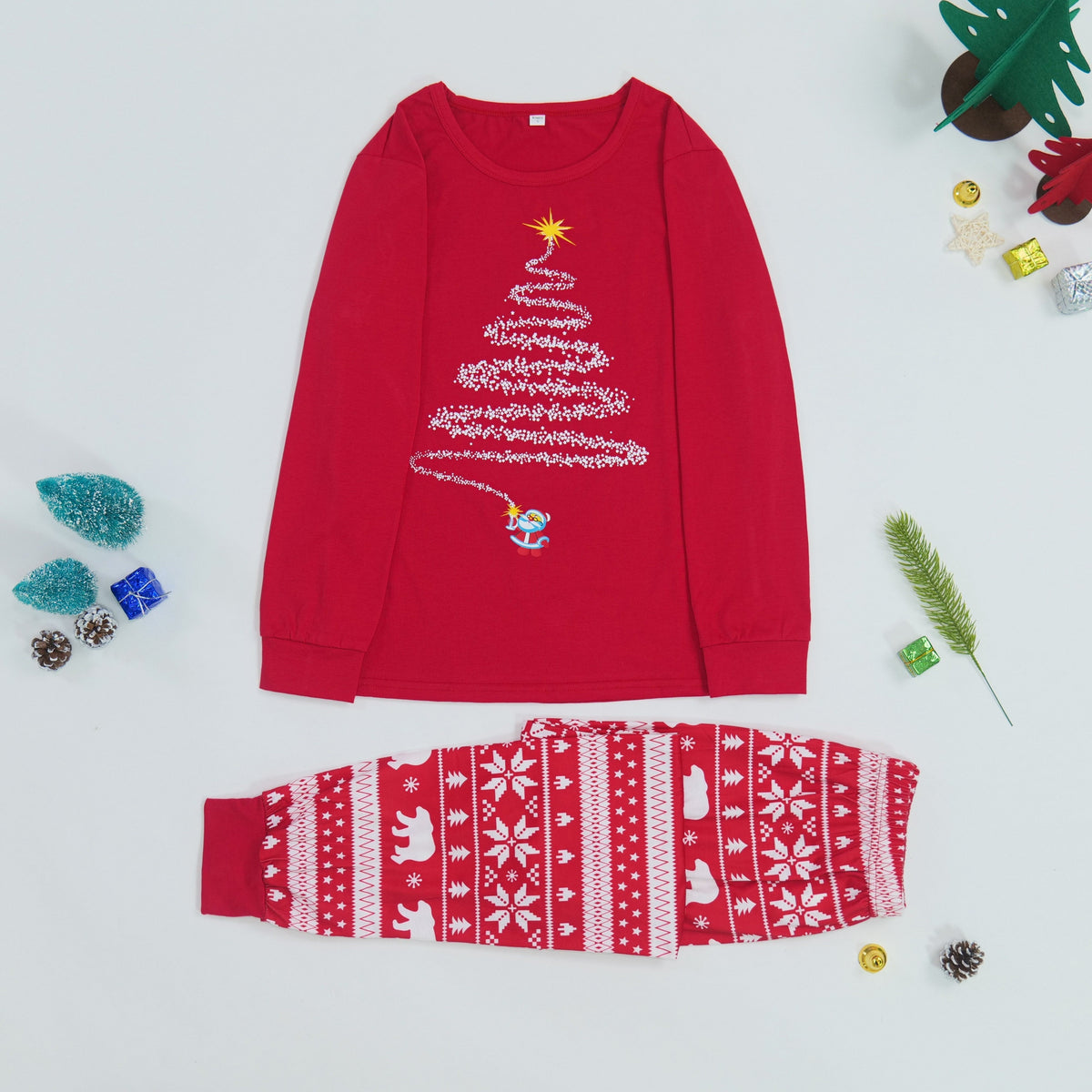 Christmas pajamas matching family set with long sleeve top and pants