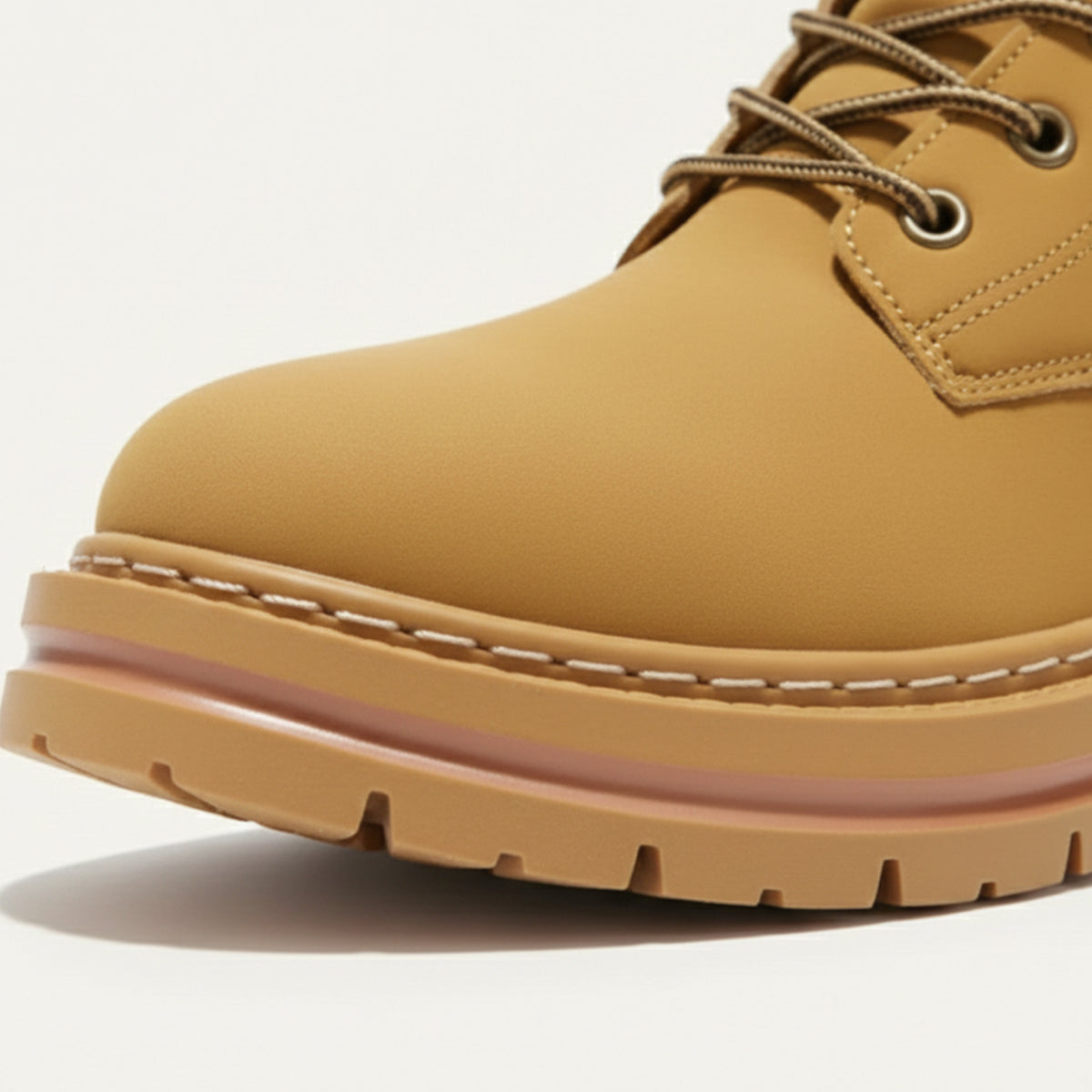 Men's boots with chunky lug sole, lace up ankle work boots