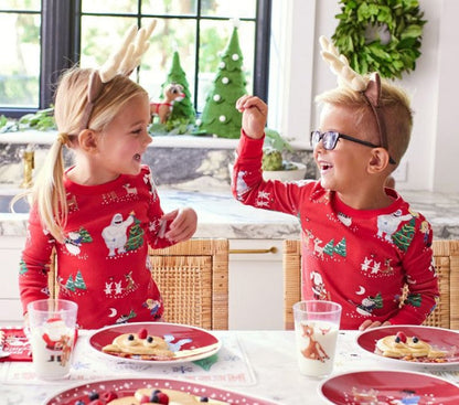 Christmas pajamas matching family set with snowman print and cuffed hems