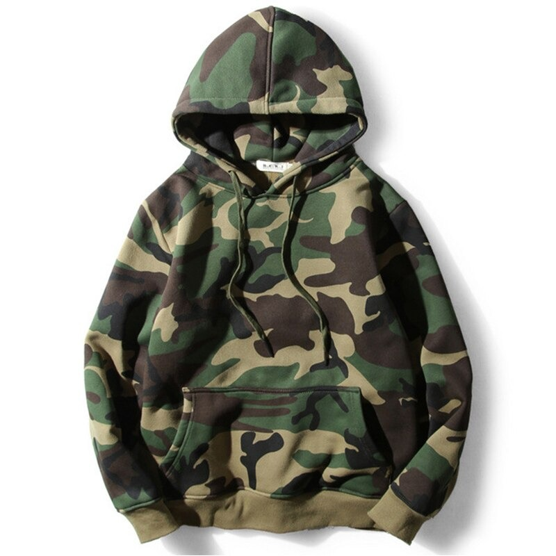 Mens hoodies camo print pullover with kangaroo pocket