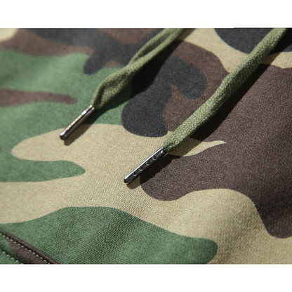 Mens hoodies camo print pullover with kangaroo pocket