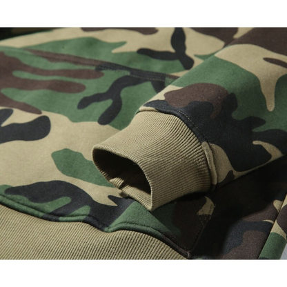 Mens hoodies camo print pullover with kangaroo pocket