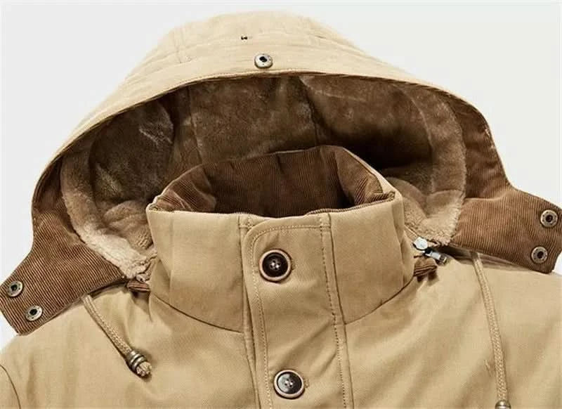 Winter jacket for men with detachable hood and multiple pockets