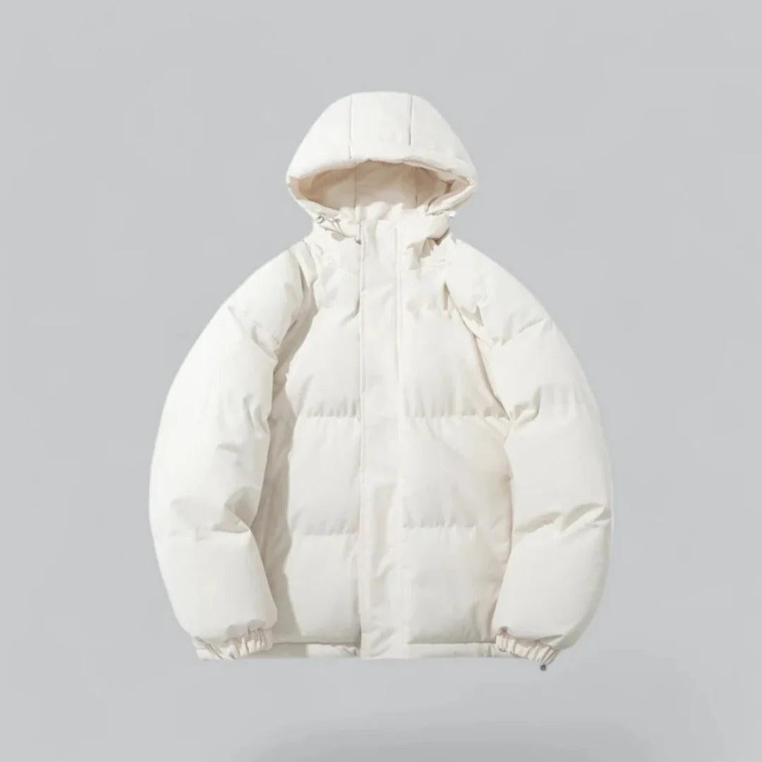 Womens puffer jacket with hood, full zip and elastic cuffs