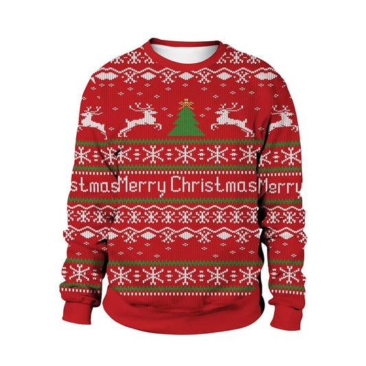 Ugly christmas sweater for men with crew neck and festive print
