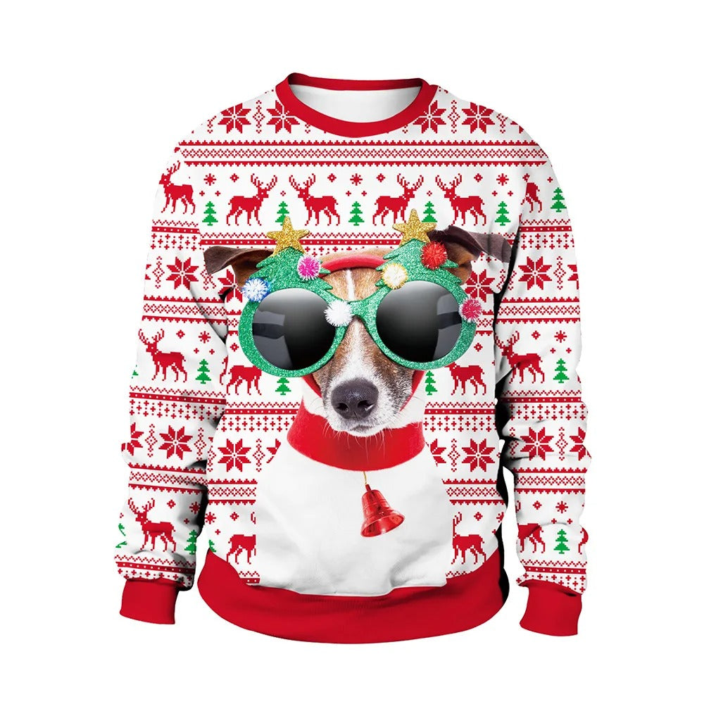 Ugly christmas sweater for men with crew neck and festive print