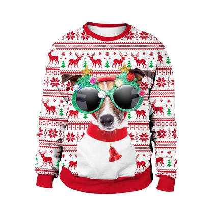 Ugly christmas sweater for men with crew neck and festive print